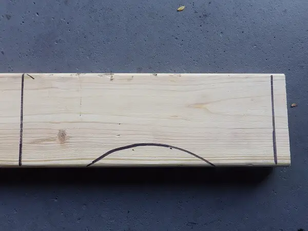 Toilet Support 2x6 Marked Up for Cutting